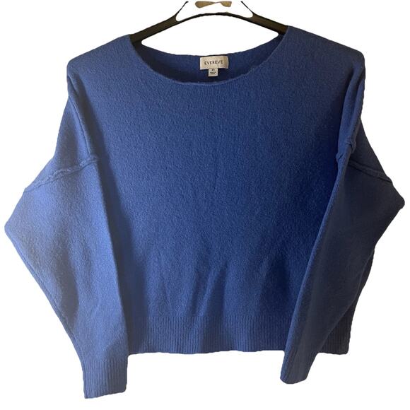 Evereve Blue Crewneck Sweater Relaxed Fit size XS oversized - Picture 1 of 11